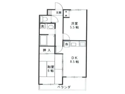 エアフォルク細山(2DK/2階)の間取り写真