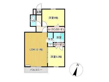 ベルクレージュ鍋島駅前(2LDK/1階)の間取り写真