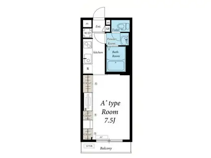 リブリ・メルベーユ(1K/1階)の間取り写真