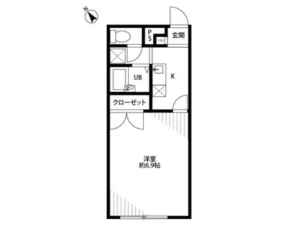 プレジールHOLA(1K/2階)の間取り写真