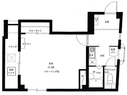 第三長坂マンション(1K/3階)の間取り写真