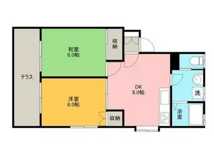 ルーミー甲府85号館(2DK/1階)の間取り写真