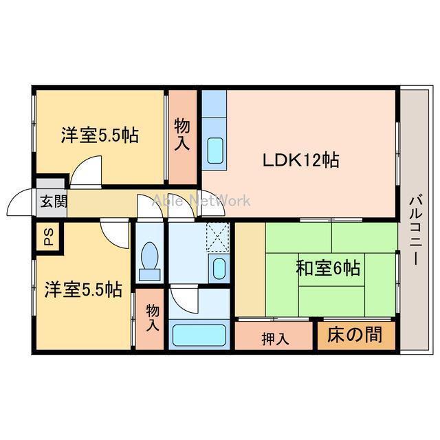 第5水野マンション(3LDK/6階)の間取り写真