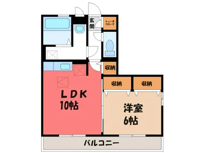 メゾンα5(1LDK/1階)の間取り写真