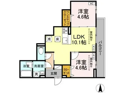 CHARM高倉(2LDK/1階)の間取り写真