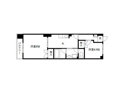 小田原ウェルコート(2DK/2階)の間取り写真