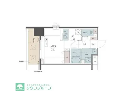 ラグゼナ用賀(1K/10階)の間取り写真