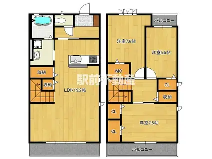 プレステージ和白VI C棟(3LDK/1階)の間取り写真