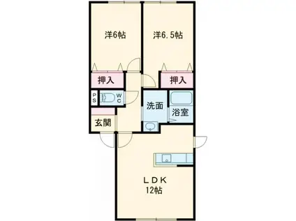 サンピュア(2LDK/2階)の間取り写真