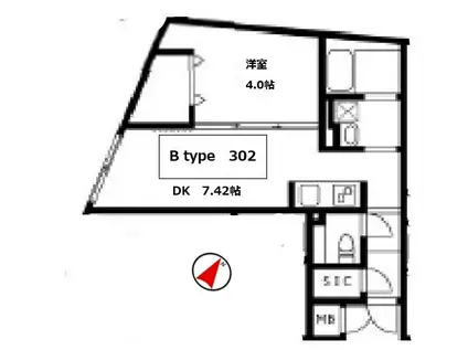 ユーレジデンス武蔵小山(1DK/3階)の間取り写真