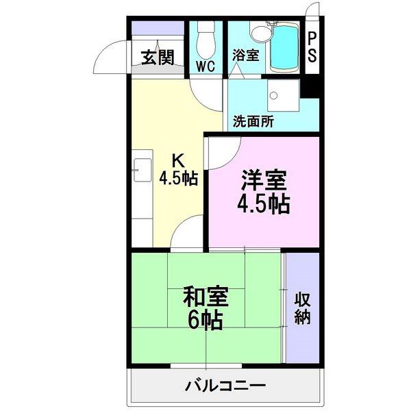 ヒルズ喜多山(2K/2階)の間取り写真