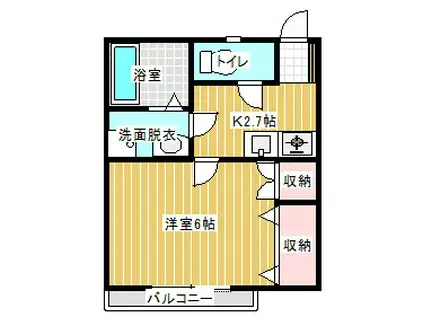 フレーシアフロール松ヶ丘(1K/1階)の間取り写真