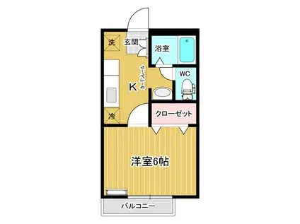 アントラーズ春日A(1K/1階)の間取り写真