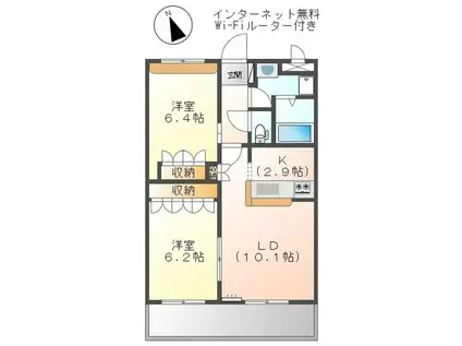 カサミラドールグランデ(2LDK/1階)の間取り写真