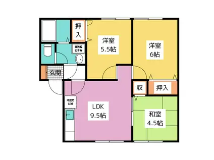 ティアラ老司南A(3LDK/1階)の間取り写真