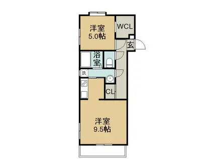 エターナル(1LDK/2階)の間取り写真