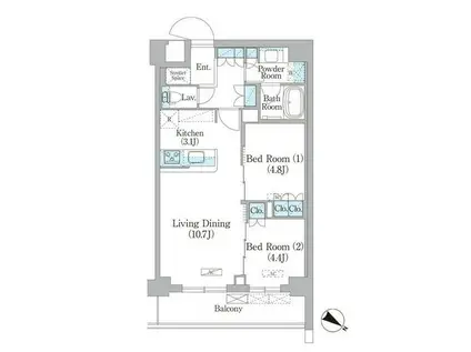 NIIYA平和台(2LDK/1階)の間取り写真