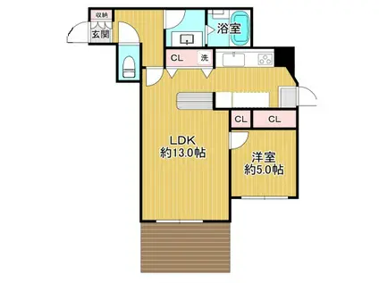 COCORO吹田(1LDK/1階)の間取り写真