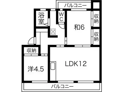 コーポポエム(2LDK/1階)の間取り写真