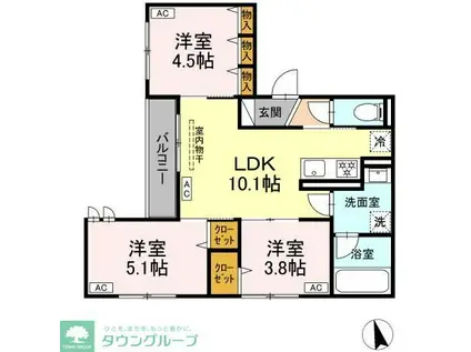 板橋区高島平2丁目PJ(3LDK/2階)の間取り写真