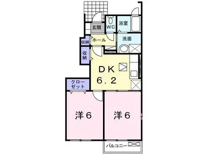 セレッソ(2DK/1階)の間取り写真