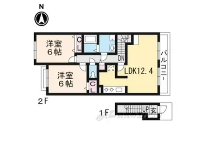 クレールハウス・シュシュ(2LDK/2階)の間取り写真