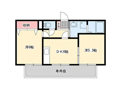 クレール糸井(2DK/1階)の間取り写真