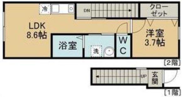 リノヴェルデ泉ケ丘(1LDK/2階)の間取り写真