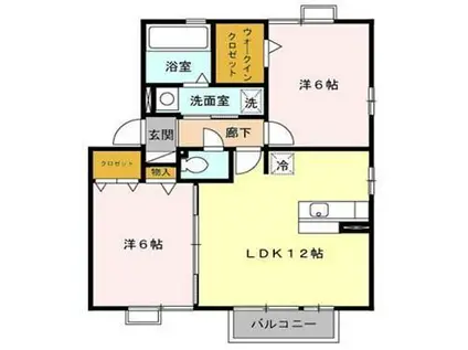 レセンテ八潮D・E(2LDK/2階)の間取り写真