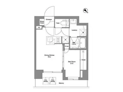 ビーピーアールレジデンスモトマチ ベイ サイド(1DK/3階)の間取り写真