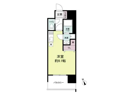 ブランシエスタ千早RJR(1K/3階)の間取り写真