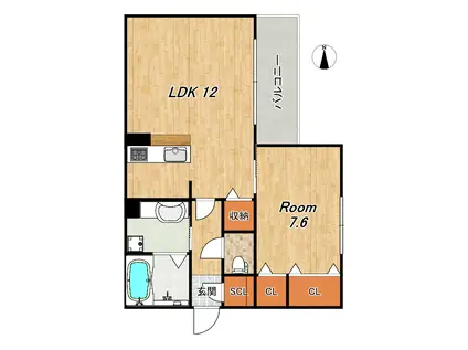 ラ ネージュ(1LDK/1階)の間取り写真