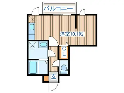 メリディアンなないろの里 弐番館(ワンルーム/1階)の間取り写真