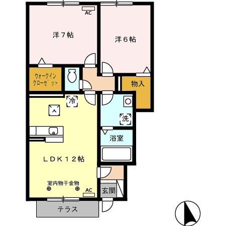 ルミエール20 B(2LDK/1階)の間取り写真
