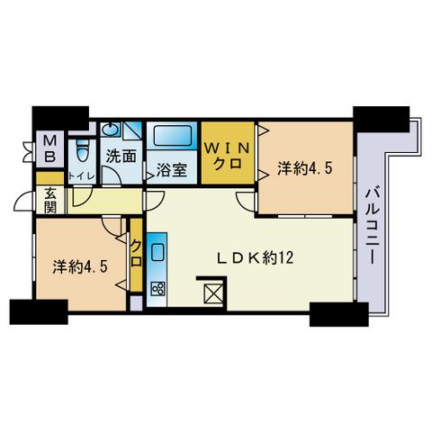 シティマンション平尾II(2LDK/5階)の間取り写真