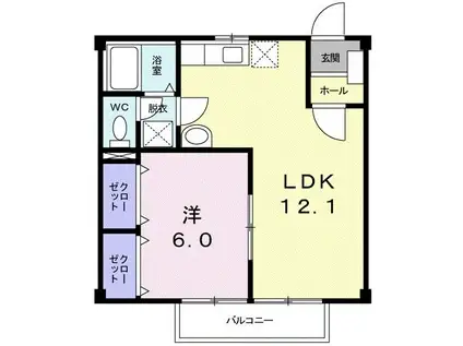 ビューテラスI(1LDK/2階)の間取り写真