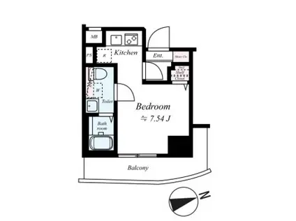 クレヴィスタ武蔵小山(ワンルーム/6階)の間取り写真