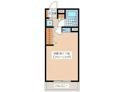 豪徳寺アムフラット(ワンルーム/3階)の間取り写真