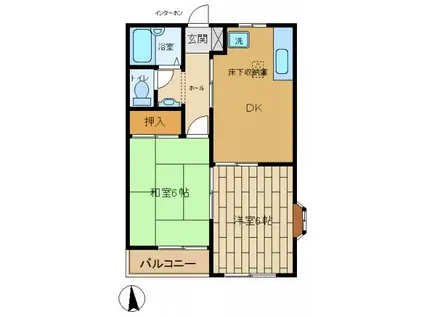 リューベルI(2DK/2階)の間取り写真