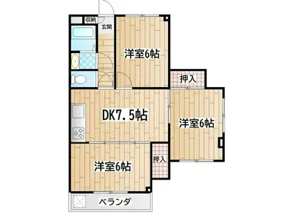 フジマリンハイツ(3DK/4階)の間取り写真