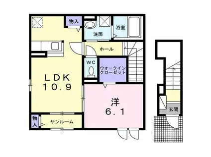 カーサコンフォート宮ノ前(1LDK/2階)の間取り写真