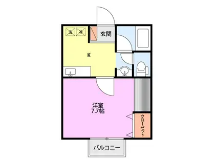 アスリート(1K/2階)の間取り写真