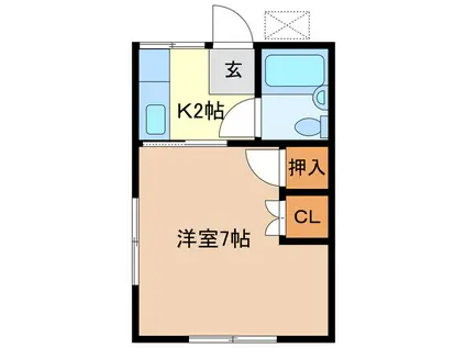 ハイツ稲田I(1K/1階)の間取り写真