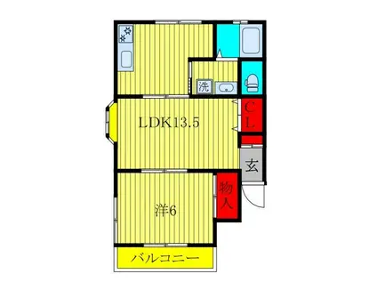 沖ノ根ニューハイツIII(1LDK/2階)の間取り写真