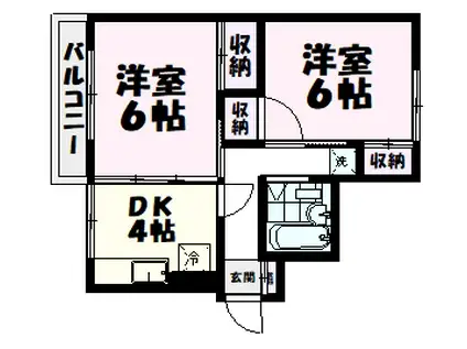 ハイム神道寺(2DK/3階)の間取り写真