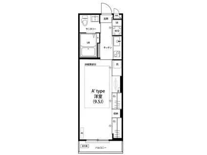 リブリ・白山イースト(1K/2階)の間取り写真