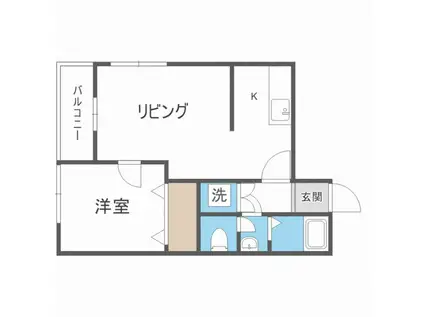 地下鉄東豊線 北１３条東駅 徒歩3分 4階建 築28年(1LDK/2階)の間取り写真
