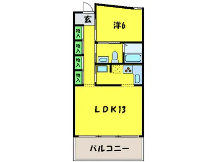 地下鉄御堂筋線 北花田駅 徒歩6分 3階建 築32年(1LDK/1階)の間取り写真