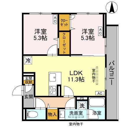 エリシアガーデン(2LDK/3階)の間取り写真
