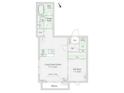 スクエア市谷河田町ヒルサイド(1LDK/3階)の間取り写真